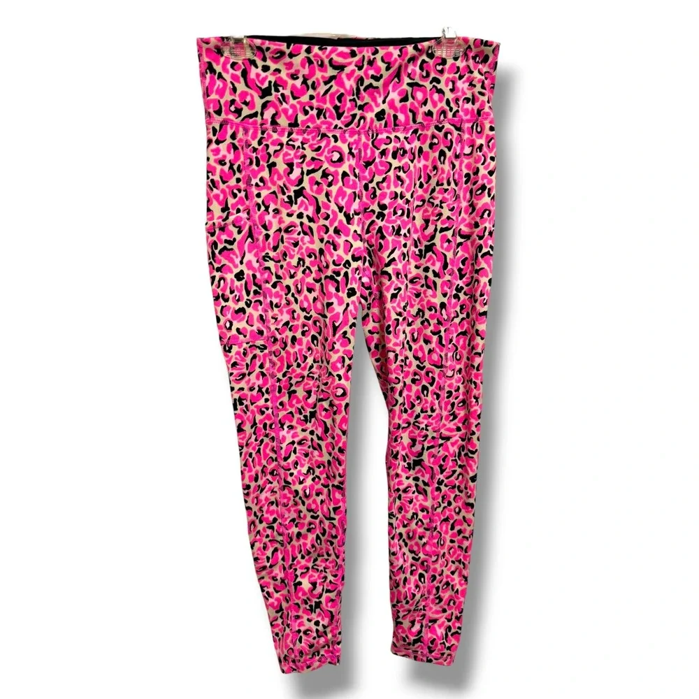 Lilly Pulitzer Weekender Leggings Pink Topaz Leopard‎ High Rise Pocket Active M
